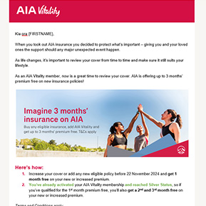 EB client with AIA Vitality Silver status - Email template