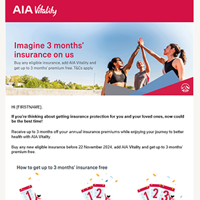 Imagine 3 months' insurance free on AIA - Email template